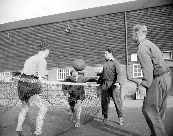 Notts Forest players seen here training. February 1955