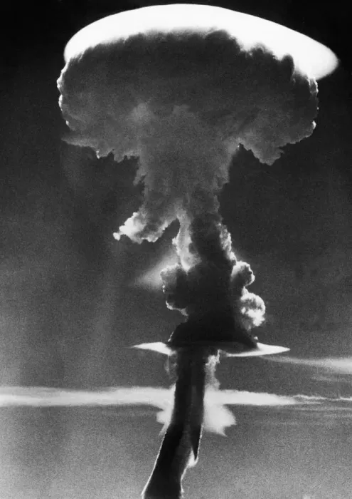 Framed Print : Nuclear cloud seen here following the detonation of the bomb named Purple Granite over Framed Print : Nuclear cloud seen here following the detonation of the bomb named Purple Granite over