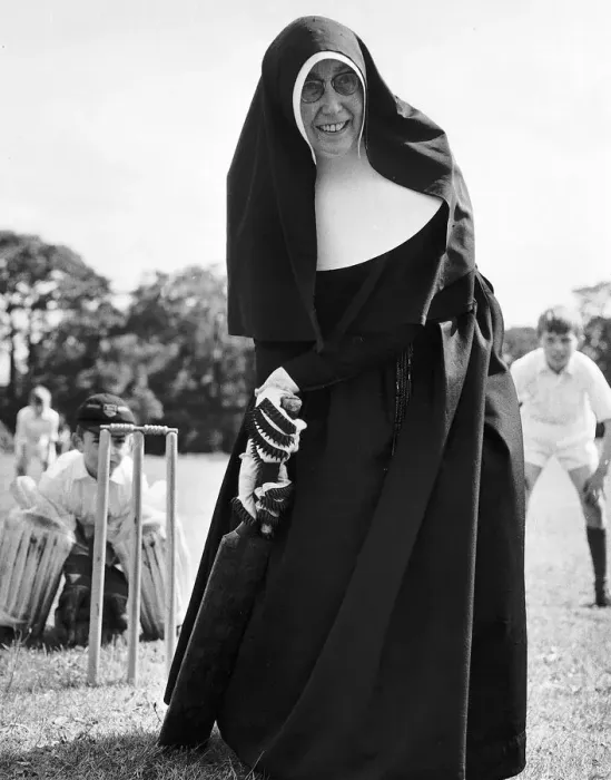 Framed Print : Nun Sister Gabriel coach of school Cricket team at St. Josephs School Framed Print : Nun Sister Gabriel coach of school Cricket team at St. Josephs School