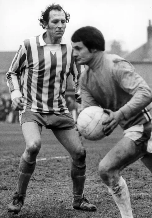 Framed Print : Nuneaton Borough v Yeovil Town. 21st February 1976. Borough striker Tony Jacques Framed Print : Nuneaton Borough v Yeovil Town. 21st February 1976. Borough striker Tony Jacques