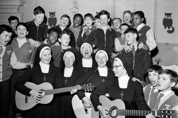 Framed Print : Four nuns from the St. Joseph School for Mentally Handicapped Boys, at Broome Court