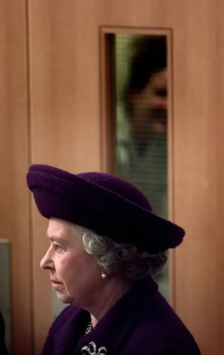 Framed Print : A nurse tries to get a view of the Queen during the opening of The Princess Diana Framed Print : A nurse tries to get a view of the Queen during the opening of The Princess Diana