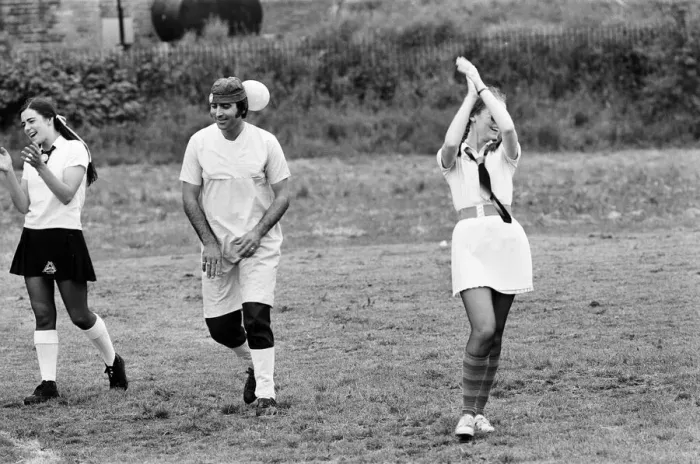Framed Print : Nurses and Porters from Battle Hospital, Reading, take part in a game of football in Framed Print : Nurses and Porters from Battle Hospital, Reading, take part in a game of football in