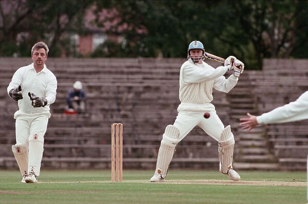NYSD Cricket League, Middlesbrough V Hartlepool, Mark Davis hits a Billy Hornby delivery