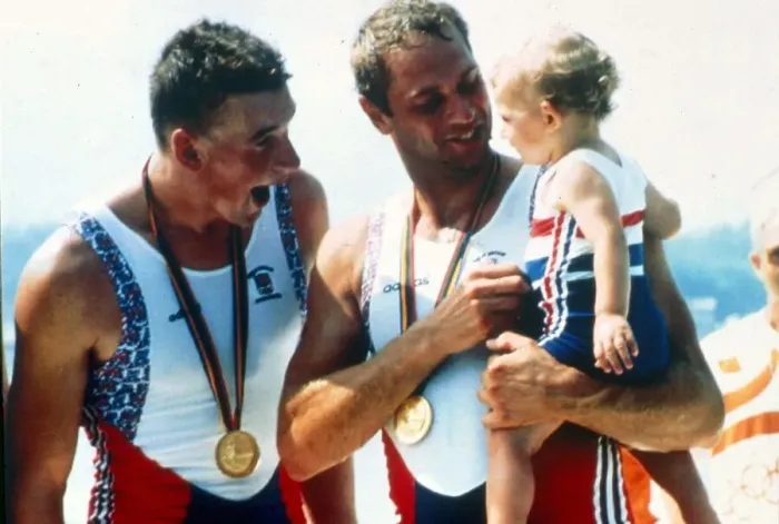 Framed Print : Oarsman Steve Redgrave with his daughter Natalie and Mathew Pinsent after winning Framed Print : Oarsman Steve Redgrave with his daughter Natalie and Mathew Pinsent after winning