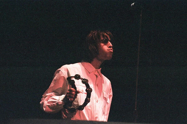 Oasis in concert at Knebworth, Hertfordshire. Liam Gallagher. 11th August 1996
