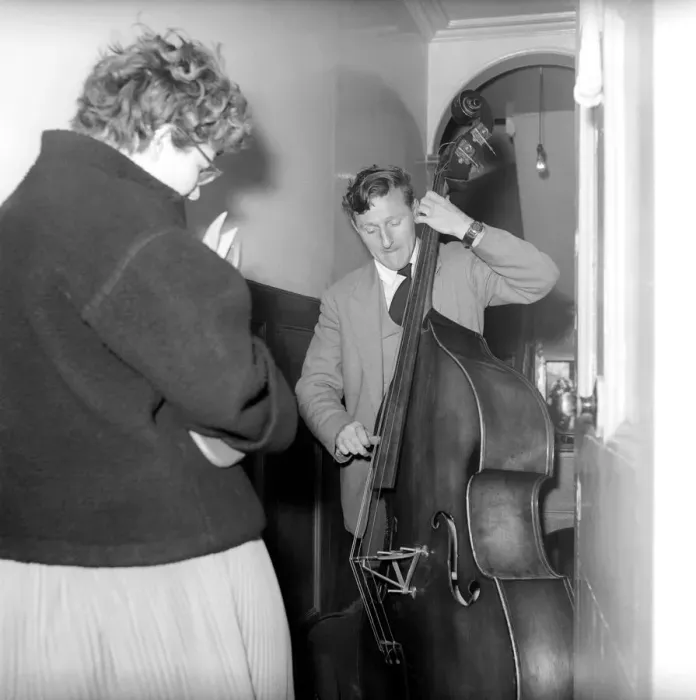 Framed Print : Occupation: Busker: Johnny Hawksworth seen here busking with his Double Bass in Central Framed Print : Occupation: Busker: Johnny Hawksworth seen here busking with his Double Bass in Central