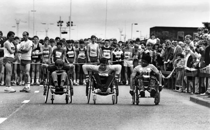 Framed Print : They re off wheelchair competitors at the Junior Great North Run, , left to right Framed Print : They re off wheelchair competitors at the Junior Great North Run, , left to right