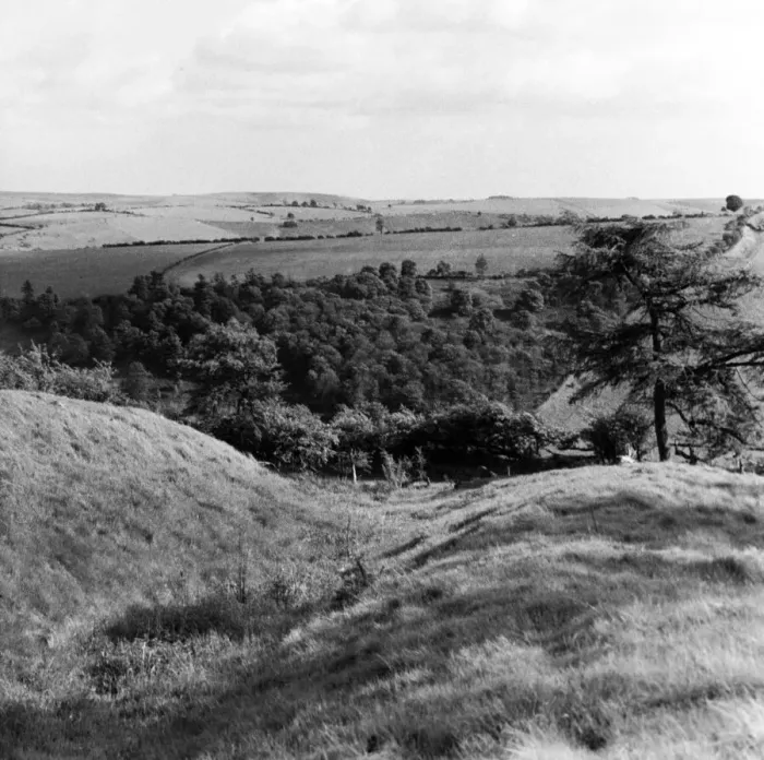 Framed Print : Offas Dyke is a large linear earthwork that roughly follows the current border