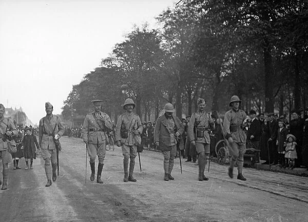 Officers of the 3rd Lahore Indian division seen here leading a parade in Orleans