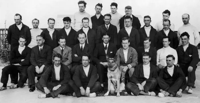 Framed Print : Officers and members of the crew of the R101 pose for photographs after another day of Framed Print : Officers and members of the crew of the R101 pose for photographs after another day of