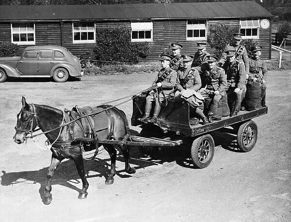 Officers on their way to horse display. Near York. 1943