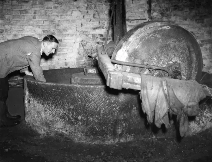 Framed Print : Old Cider Mill at Compton House, Redmarley D Abitot, Gloucestershire. March 1951