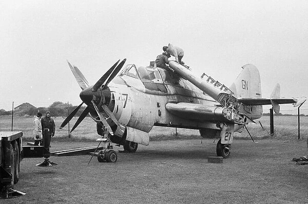 An Old Fairey Gannet aircraft landed at the Midland Air Museum in Coventry