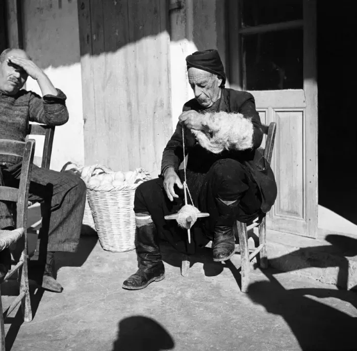 Framed Print : Old Greek Cypriot sitting in Greek cafe and making string an occupation many old man seem Framed Print : Old Greek Cypriot sitting in Greek cafe and making string an occupation many old man seem