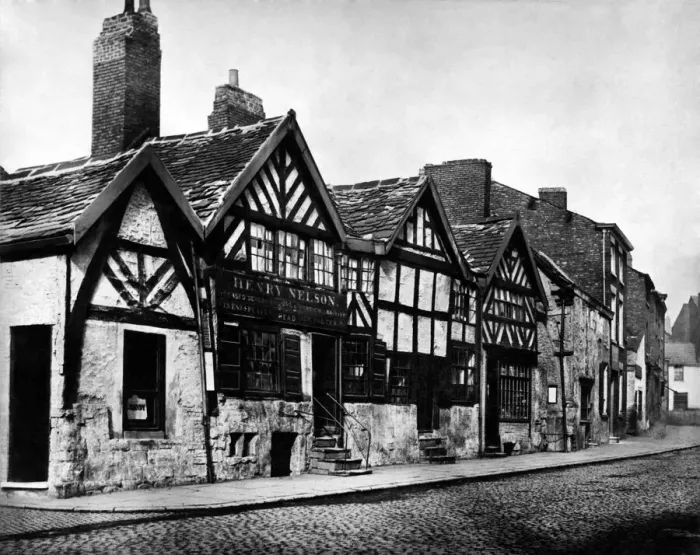 Framed Print : Old houses at Salford Cross, 1875. July 1956 P005423