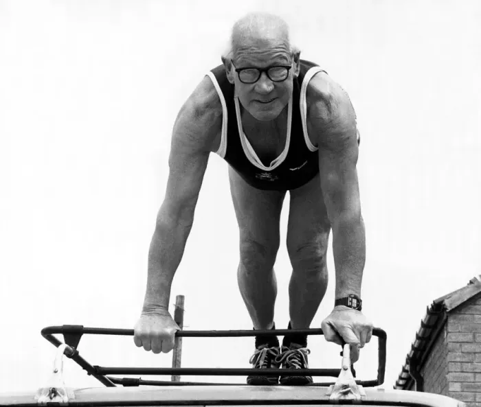 Framed Print : Old People - Bob Robinson aged 73 Superfit Grandfather who was sacked because he was too