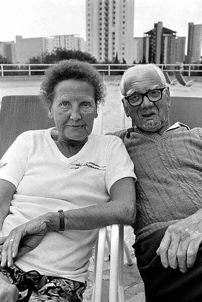 Old People: Holidays: Pensioners enjoying themselves on holiday abroad in Benidorm, Spain