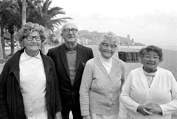 Old People: Holidays: Pensioners enjoying themselves on holiday abroad in Benidorm, Spain