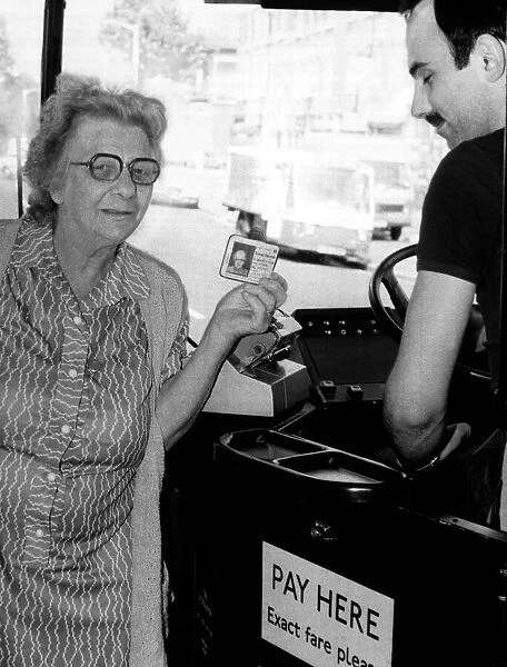 Old People - Travelling on the Bus using her bus pass, 12th August 1984
