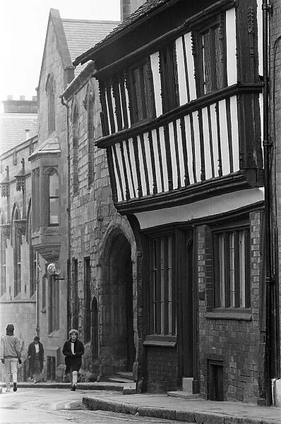 Old timber buildings in Coventry, West Midlands. 25th November 1985