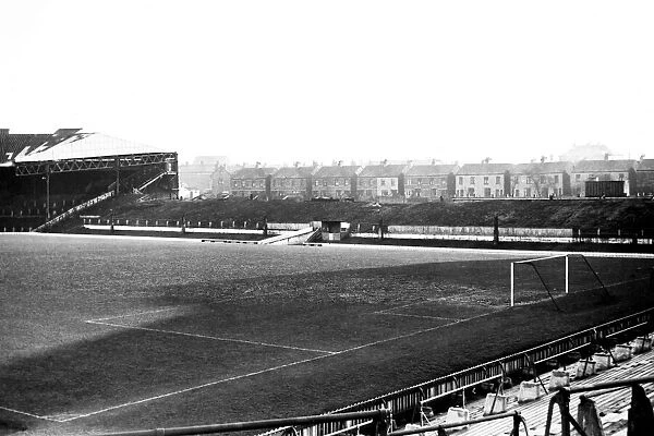 Old Trafford manchester United football ground: A view of the blitzed main stand seen