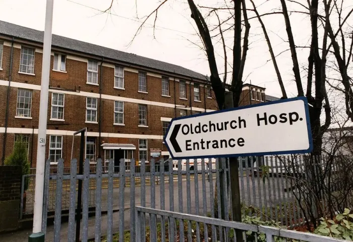 Framed Print : Oldchurch Hospital in Romford, Essex. December 1991