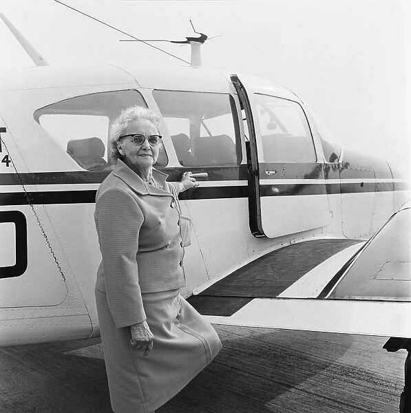 Oldest passenger on Teesside flight. Circa 1973