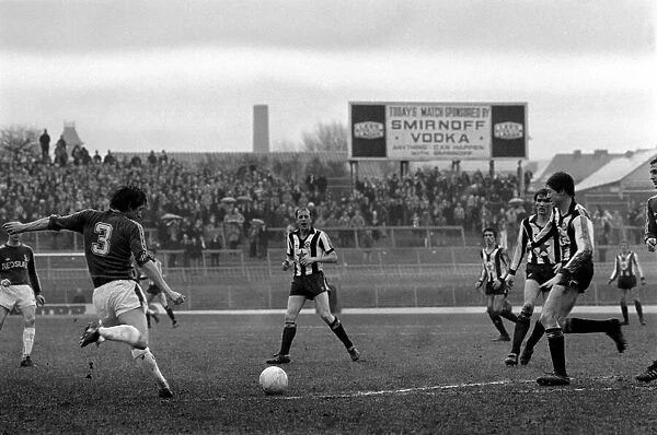 Oldham 0 v. Newcastle 0. Division Two Football. February 1981 MF01-36-010