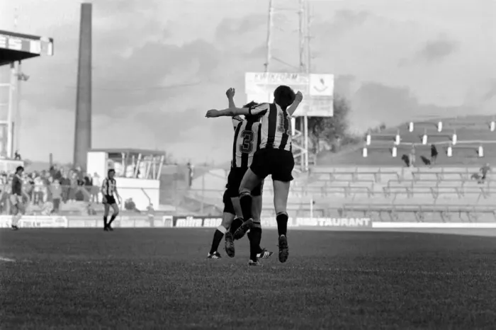 Framed Print : Oldham 3 v. Newcastle United 1. Division 2 Football October 1981 MF04-13-103