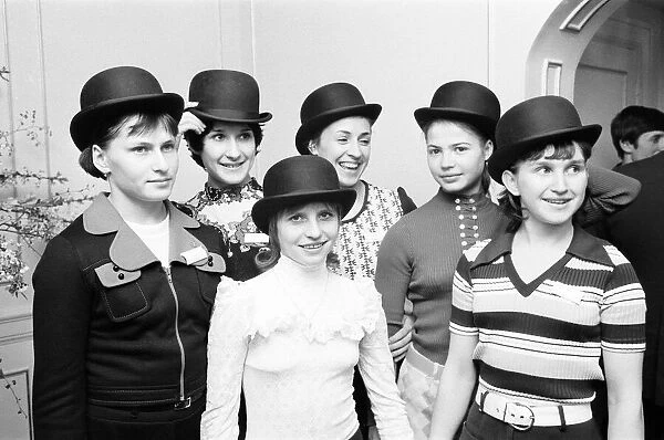 Olga Korbut and members of the Soviet Union Gymnastics Display Team attend a reception