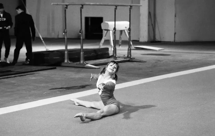 Framed Print : Olga Korbut, Olympic Gymnast, training with Soviet Union Gymnastics Team, at Earls Court Framed Print : Olga Korbut, Olympic Gymnast, training with Soviet Union Gymnastics Team, at Earls Court