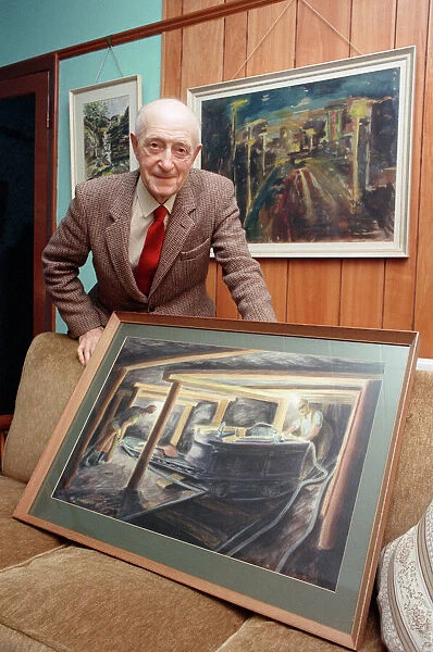 Oliver Kilbourn of Ashington, with one of his paintings. 2nd July 1991