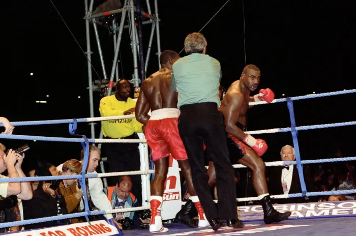 Framed Print : Oliver McCall vs. Frank Bruno, billed as The Empire Strikes Back Framed Print : Oliver McCall vs. Frank Bruno, billed as The Empire Strikes Back
