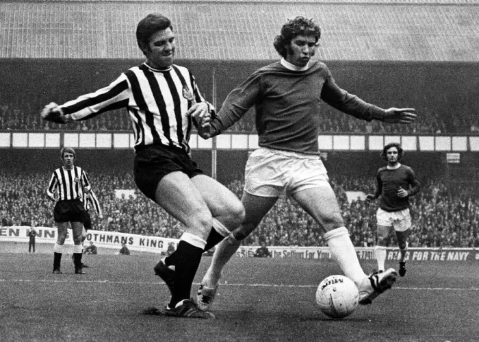 Framed Print : Ollie Burton of Newcastle United tries to tackle Alan Ball of Everton during their match Framed Print : Ollie Burton of Newcastle United tries to tackle Alan Ball of Everton during their match