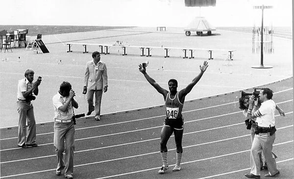 Olympic Games 1976 Haseley Crawfird of Trinidad acknowledges the cheers of
