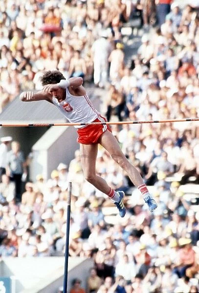 Olympic Games Moscow 1980 Pole Vault. Kozakiewicz of Poland breaks the Pole Vault