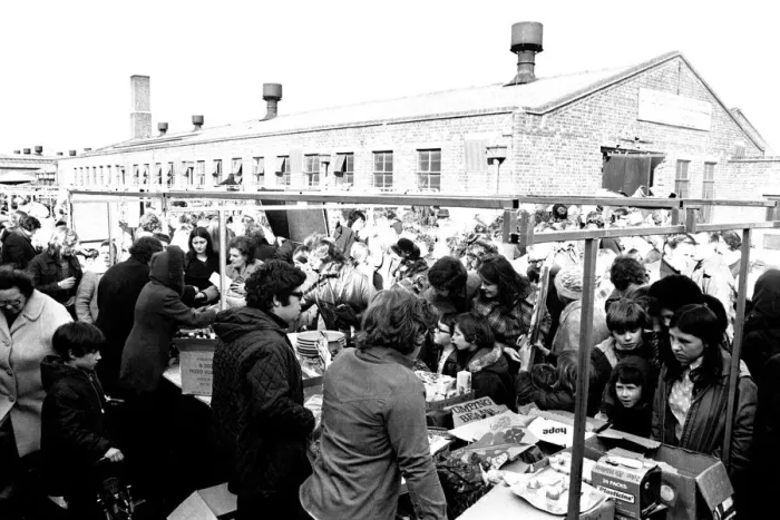Framed Print : Open air Sunday market at Pallion, Sunderland 23 March 1975