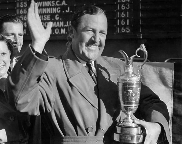 Open Golf Championship Lytham St. Annes. Bobby Locke pictured with the cup after winning