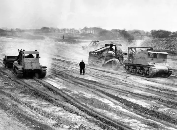 Framed Print : Opencast coal mining. Workers extracting coal from the earth