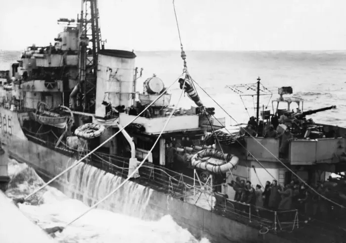 Framed Print : Operation at sea saves sailors life. November 1944, on board the cruiser HMS Berwick