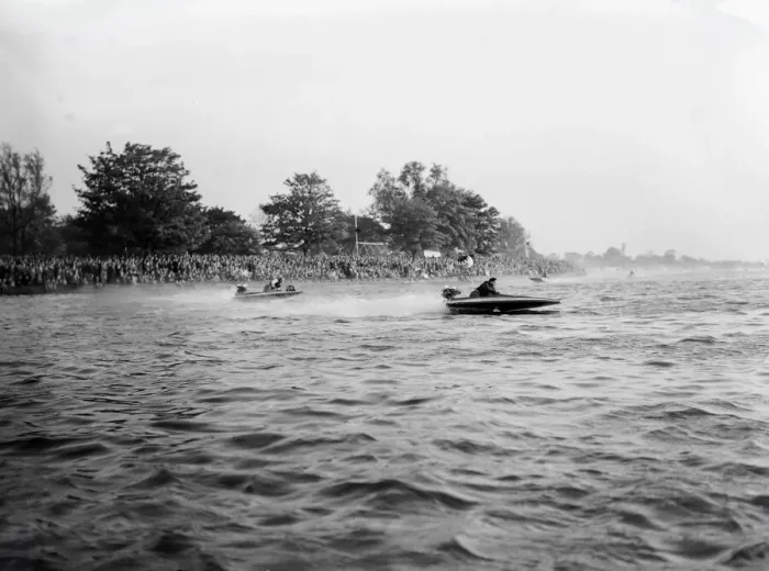 Framed Print : Outboard Motor Boat Meeting at Oulton Broad 1950 Tsetse Framed Print : Outboard Motor Boat Meeting at Oulton Broad 1950 Tsetse