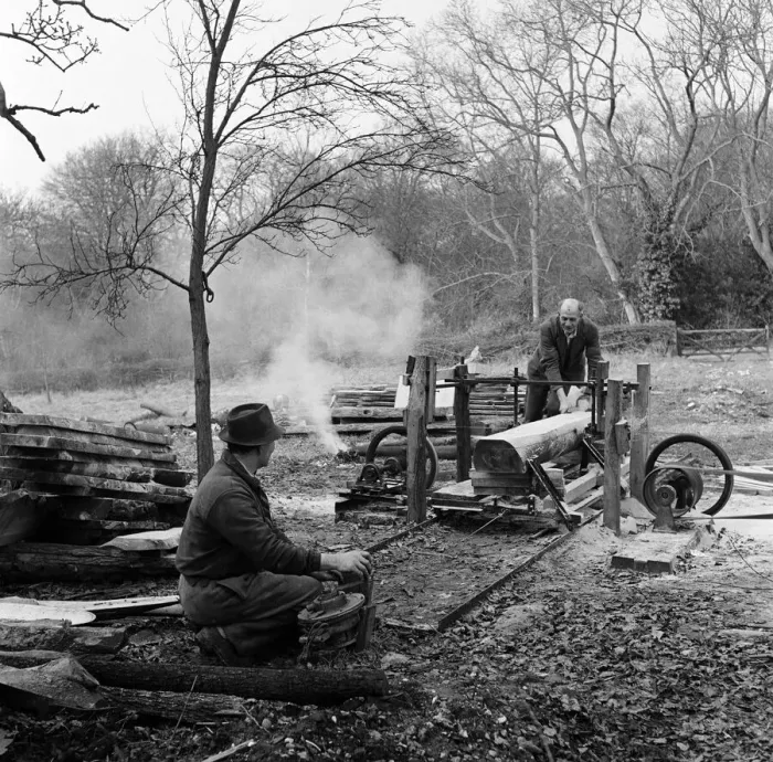 Framed Print : Owen Dean shaping Beechwood chair legs by his hut in the Buckinghamshire woods Framed Print : Owen Dean shaping Beechwood chair legs by his hut in the Buckinghamshire woods