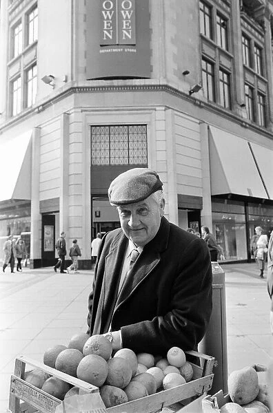 Owen Owen Department Store, Liverpool, 19th March 1993. Harry Johnson, Fruit & Veg seller