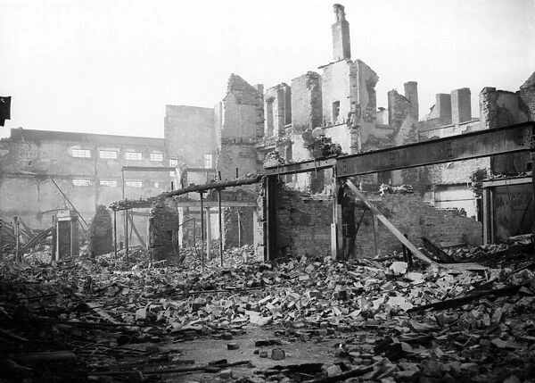 Oxford Street, Swansea, after an attack by Nazi raiders. February 1941
