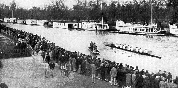 An Oxford womens eight at the finishing post after taking part in a rowing match