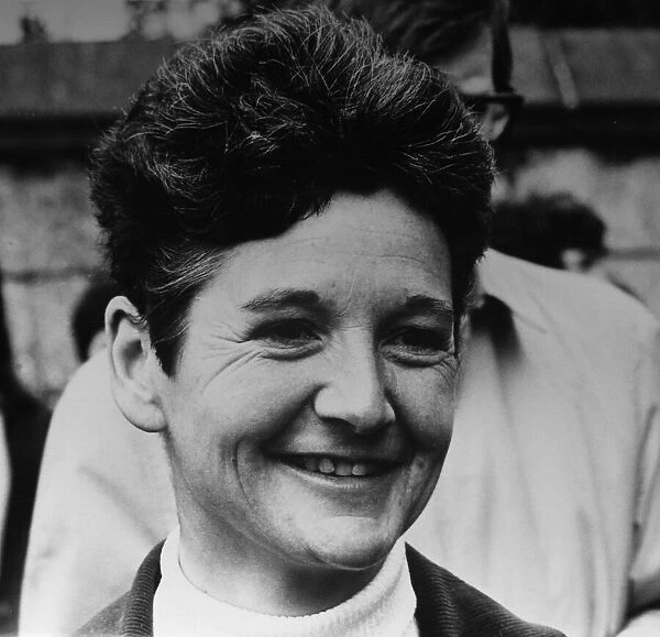 Pacifist campaigner Pat Arrowsmith smiling after being released from her seventh prison