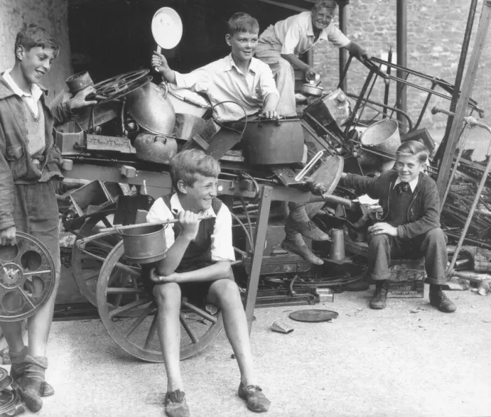 Framed Print : Paignton lads admiring their haul of scrap metal in a school holiday campaign called