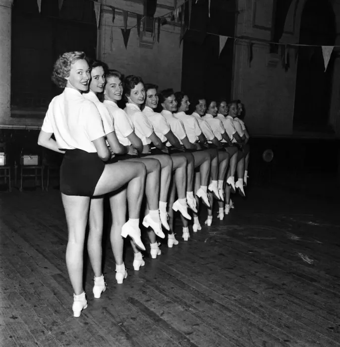 Framed Print : The Palladium Tiller Girls rehearsed the dance routine at the Paddington Boys Club