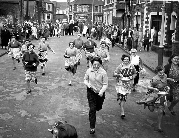Pancake Day in Cardiff - A pancake race organised by the St Agnes Women Fellowship in aid